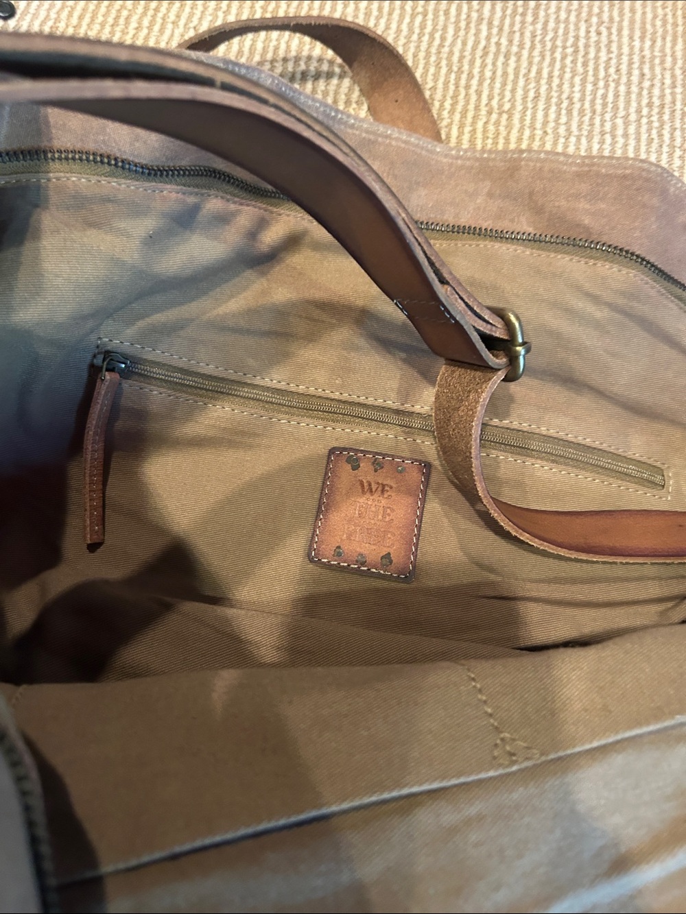 NWOT WE THE FREE Waxed canvas Oversized Brown Canvas Tote Bag in brown - Picture 5 of 11